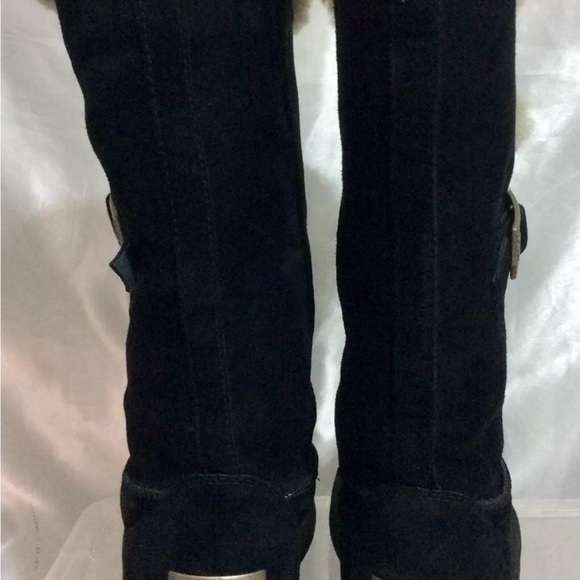 UGG Australia Black Suede Shearling Tall Boots Women's 8 - Picture 10 of 10